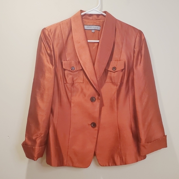 Anne Klein 100% silk blazer size 10 - Picture 2 of 12